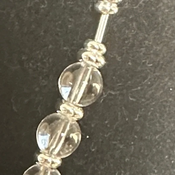 925 sterling Silver and Clear Jade Beaded Necklace - Picture 3 of 6